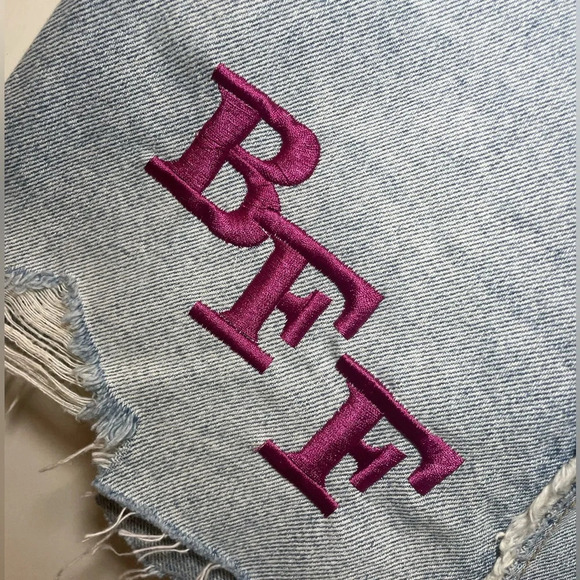 We The Free High Rise Button Fly “BFF” Embroidered Denim Skirt size 25 NWT - Picture 2 of 9